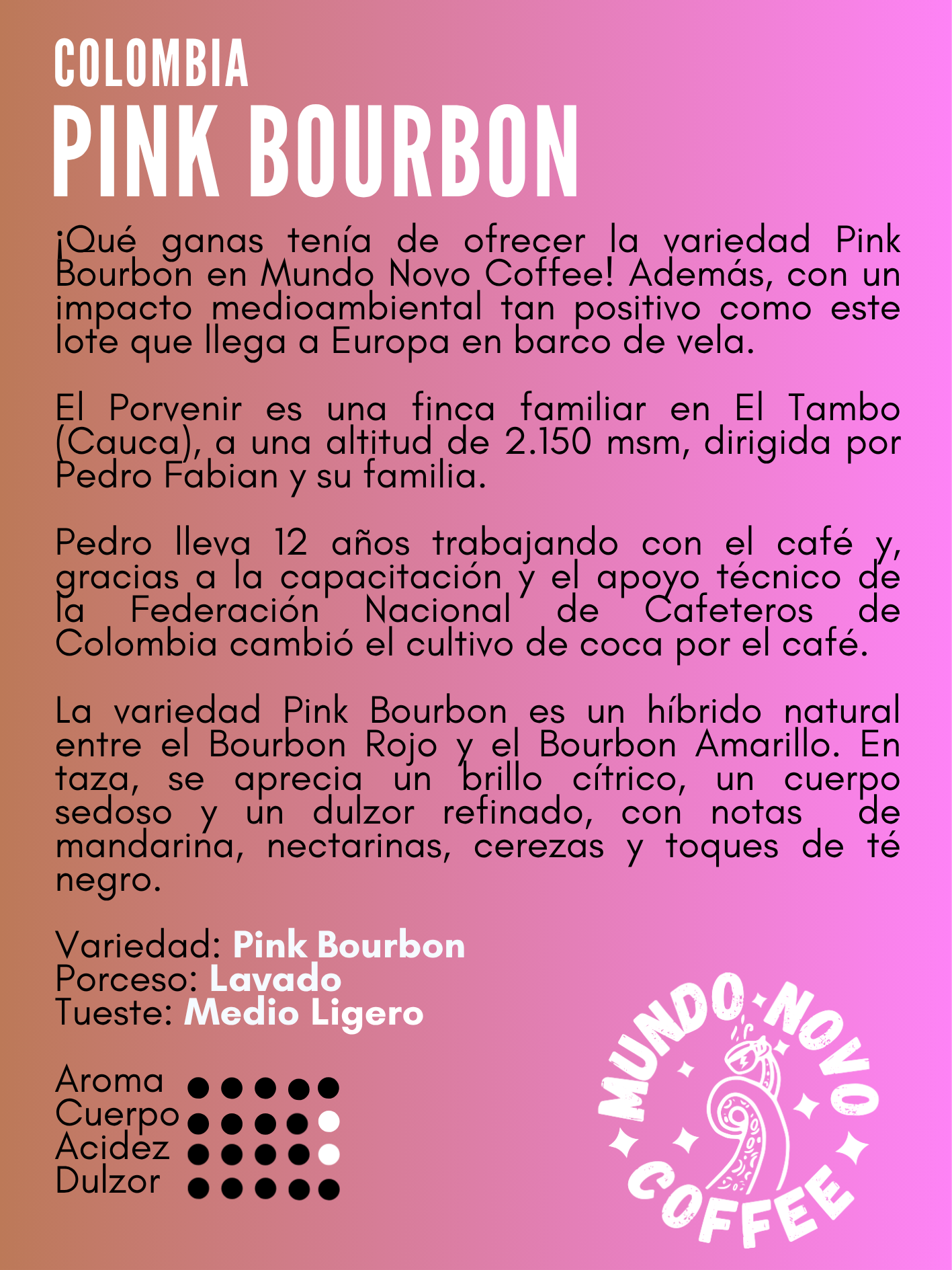 COLOMBIA FINCA EL PORVENIR PINK BOURBON