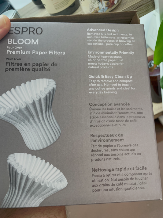 ESPRO Bloom Pour Over Coffee Brewer Filtros de papel