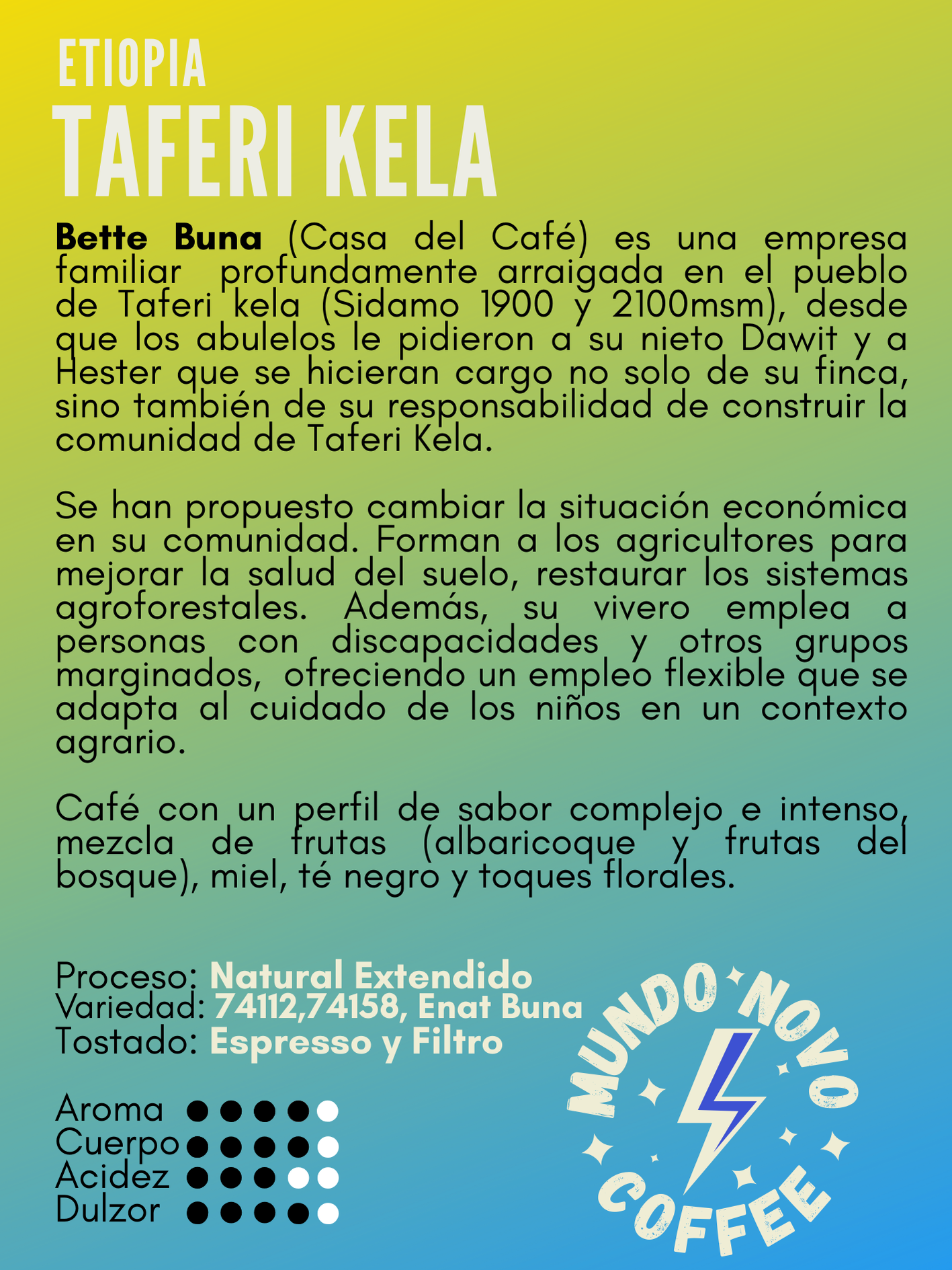 ETIOPÍA TAFERI KELA NATURAL EXTENDIDO